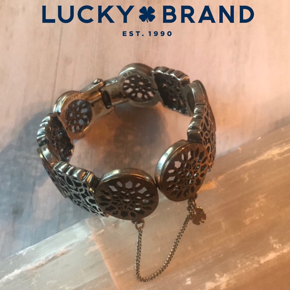 Lucky Brand Two Toned Filigree Hinged Bracelet
